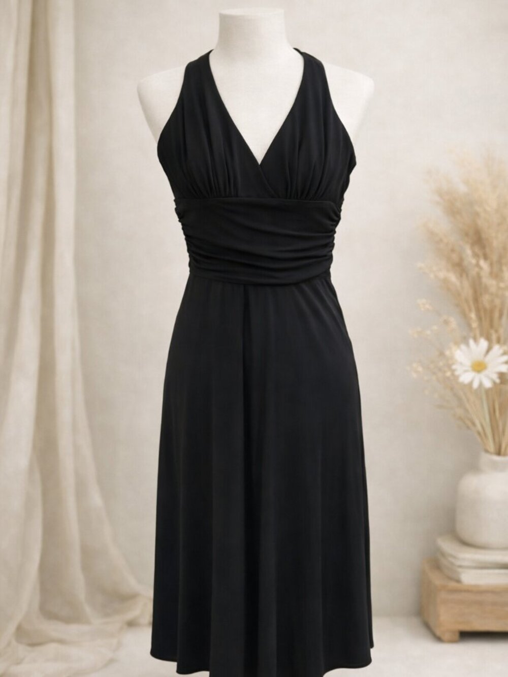 Laundry by Shelli Segal Black Ruched Bodice Sleeveless Minimalist Capsule Dress